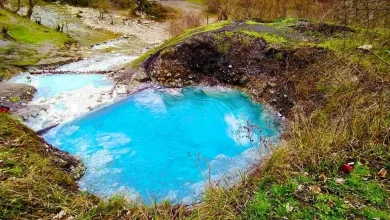 لذت گرمای چشمه آبگرم بلیران مازندران در سرمای پاییز